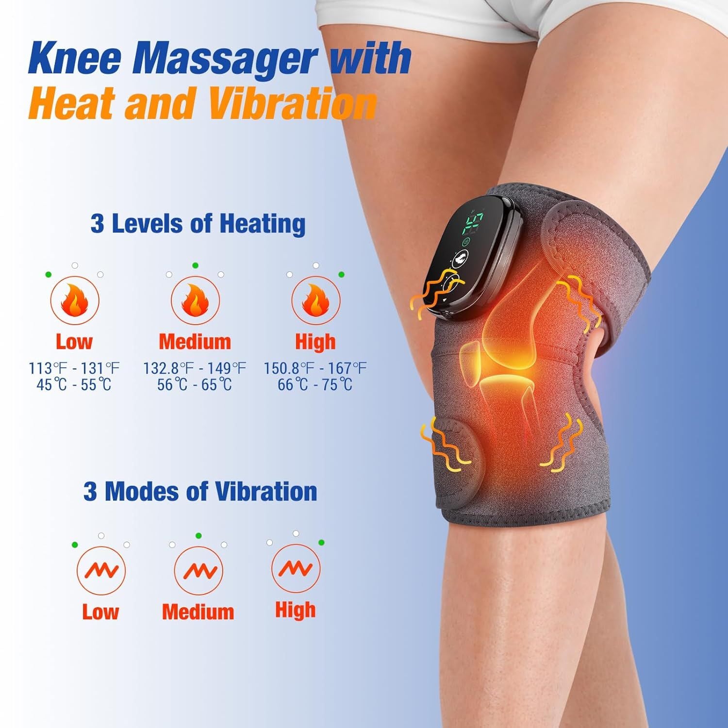 Electric knee massager with heat function
جهاز مساج كهربائي للركبة مع خاصية الحرارة