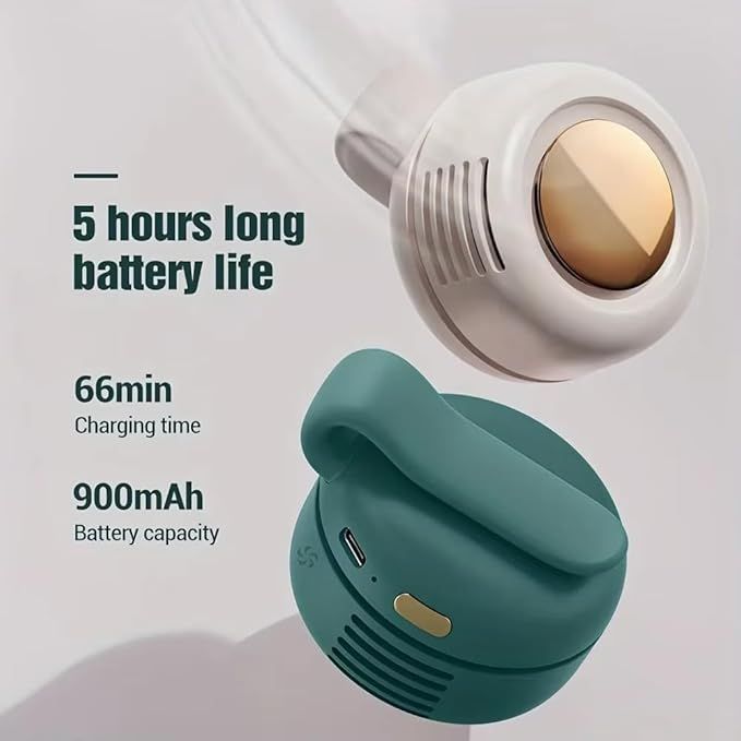 Portable mini bladeless fan on desk
مروحة صغيرة محمولة بدون شفرات على المكتب