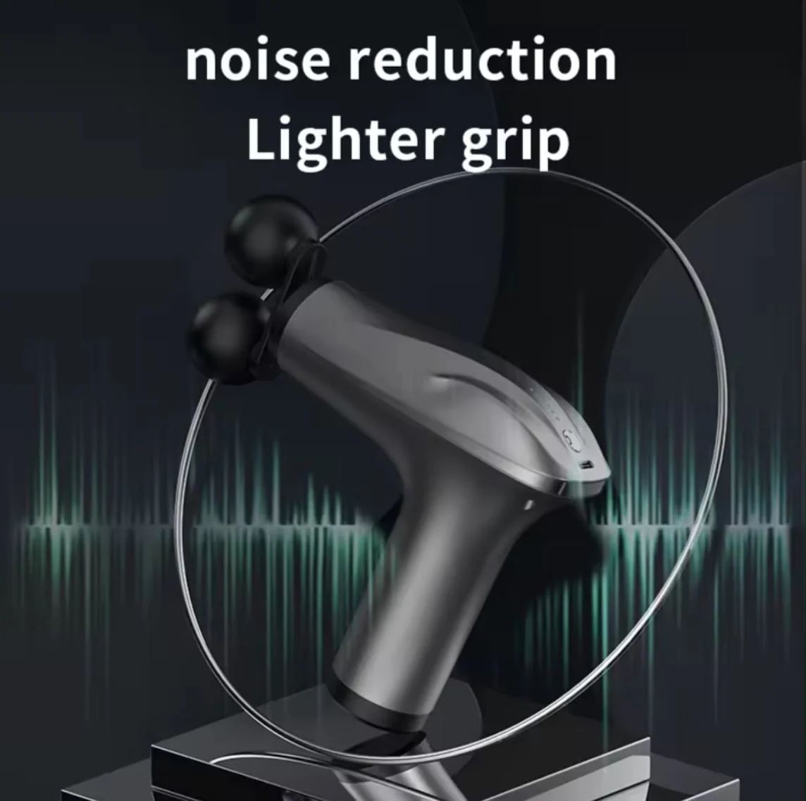 Rechargeable muscle massager gun in use
جهاز مساج عضلات قابل لإعادة الشحن أثناء الاستخدام